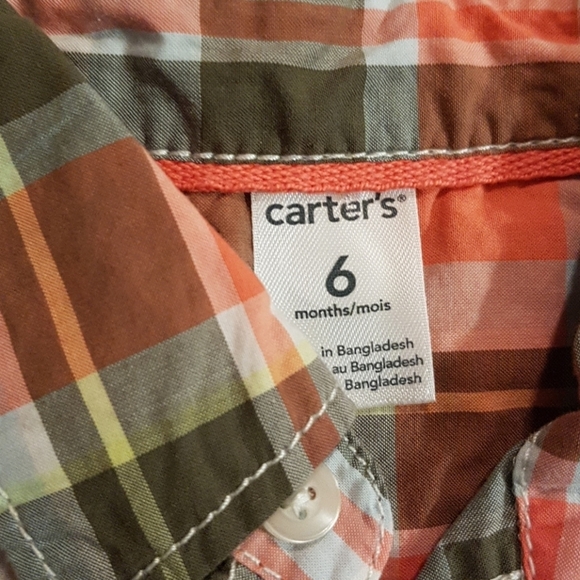 Carter's boys 6 months plaid button up nwt - Picture 2 of 4